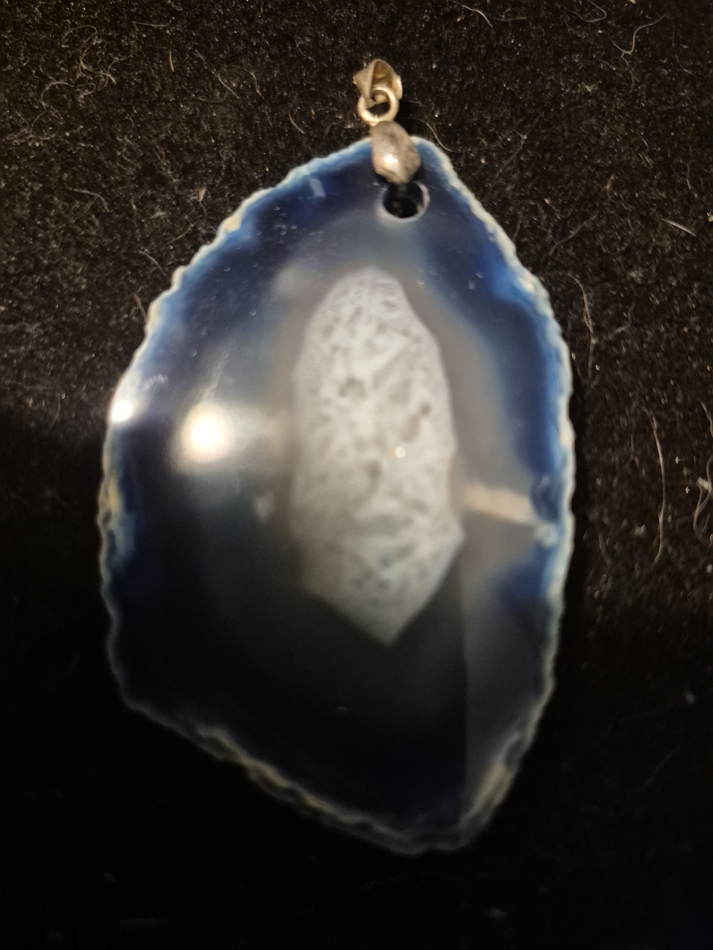 Handcrafted Blue Agate Slice Pendant Necklace for Women